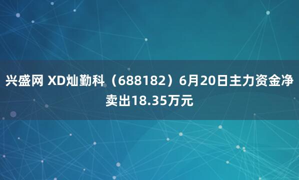 兴盛网 XD灿勤科（688182）6月20日主力资金净卖出18.35万元